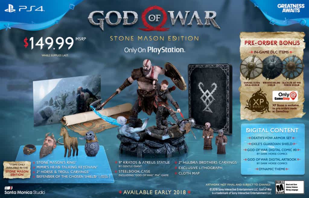 God of War Kratos and Atreus Statue Only Stone Mason's Collector's Edition PS4